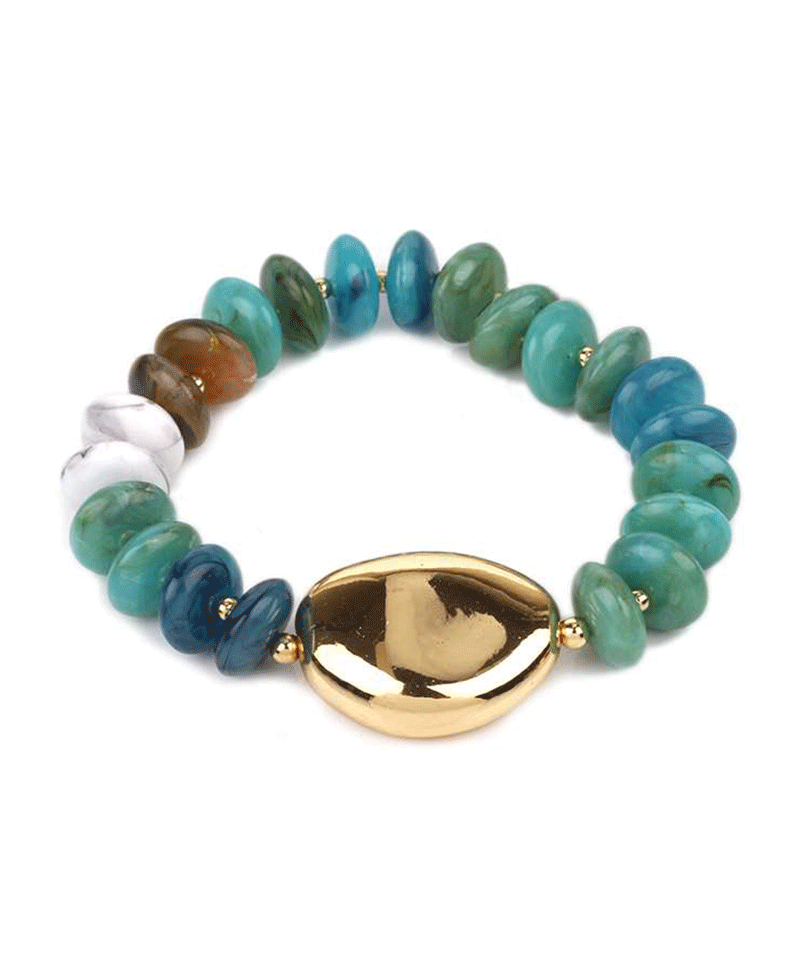 Marble Bead w/ CCB Elastic Bracelet