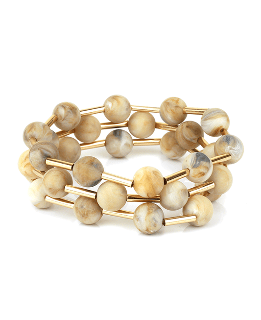 Marble Bead Bar Stackable Elastic Bracelet