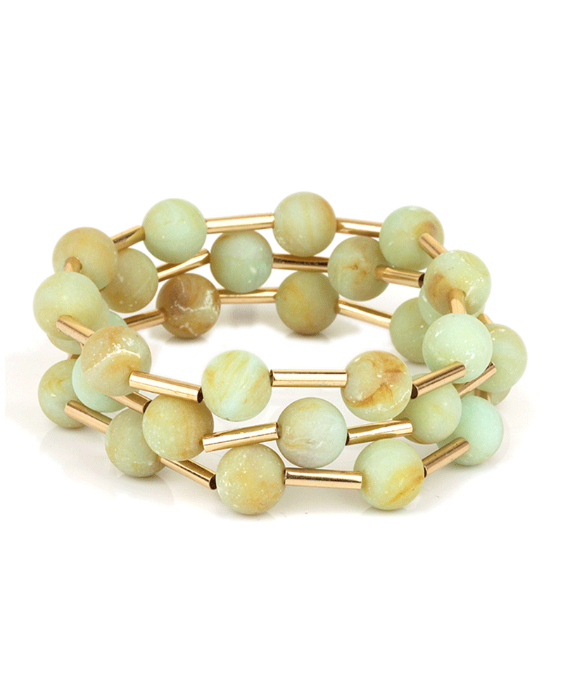 Marble Bead Bar Stackable Elastic Bracelet