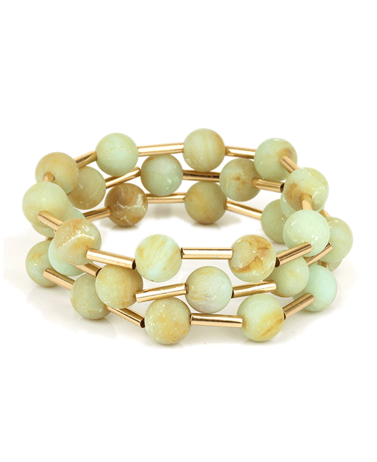 Marble Bead Bar Stackable Elastic Bracelet