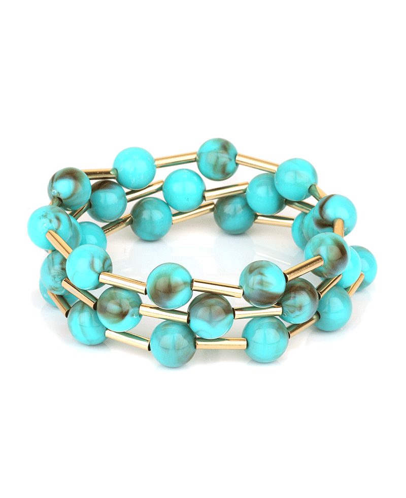 Marble Bead Bar Stackable Elastic Bracelet