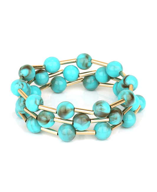Marble Bead Bar Stackable Elastic Bracelet