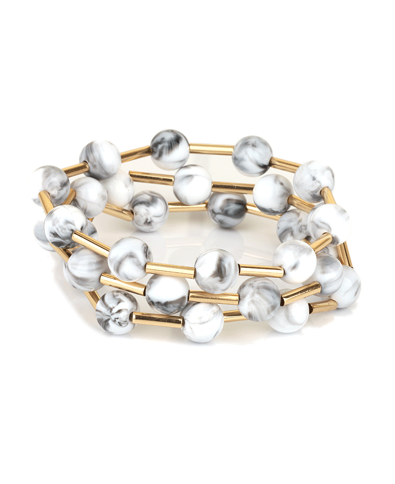 Marble Bead Bar Stackable Elastic Bracelet
