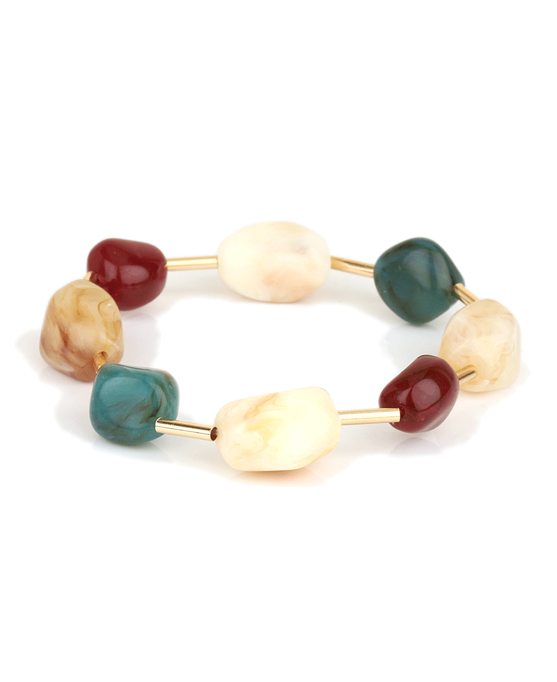 Marble Bead Bar Elastic Bracelet