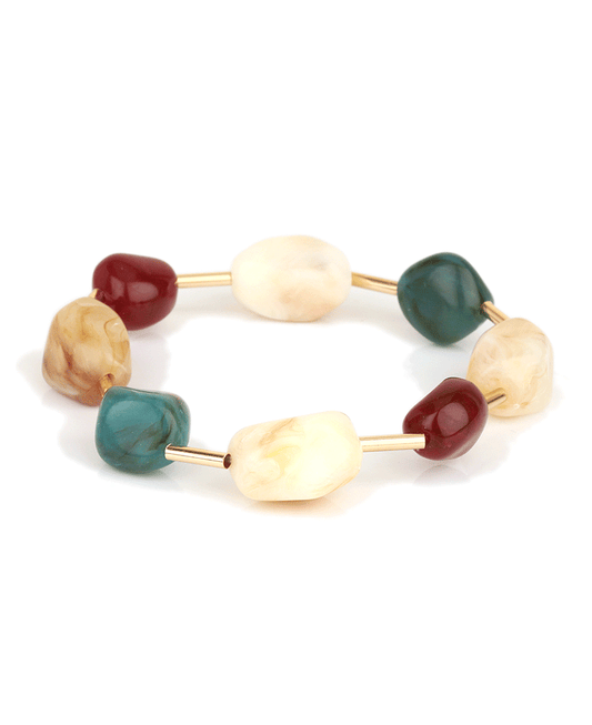 Marble Bead Bar Elastic Bracelet