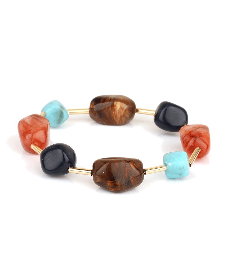 Marble Bead Bar Elastic Bracelet