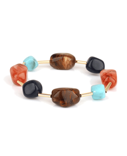 Marble Bead Bar Elastic Bracelet