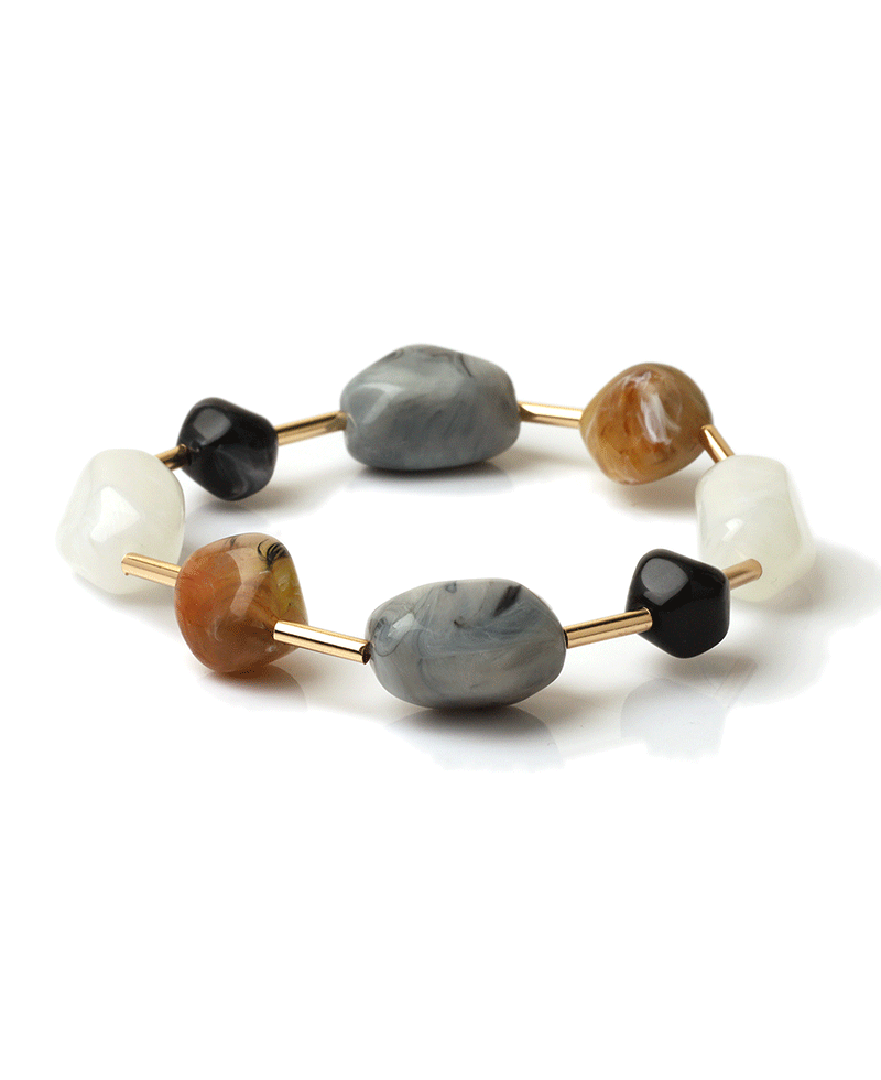 Marble Bead Bar Elastic Bracelet