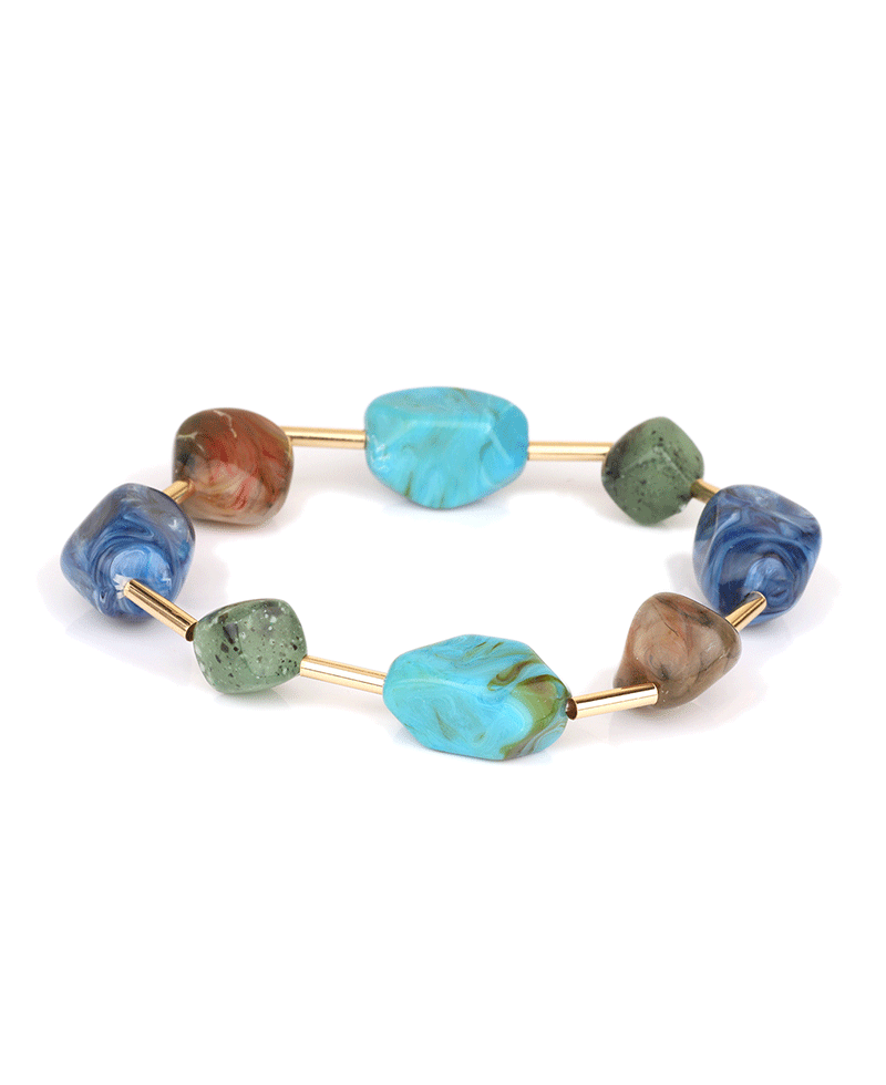Marble Bead Bar Elastic Bracelet