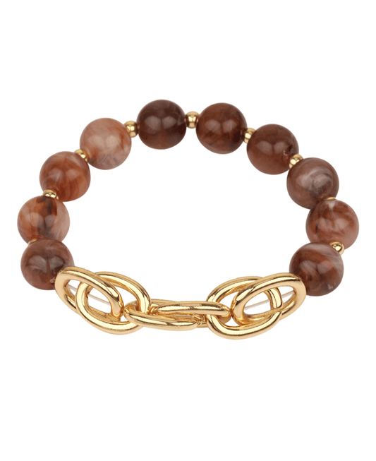 Marble Bead Link Elastic Bracelet