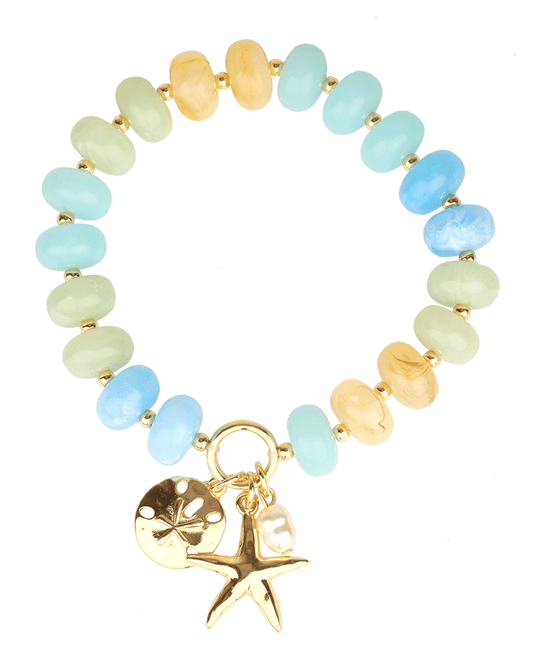 Marble Bead Sea Life Charms Bracelet
