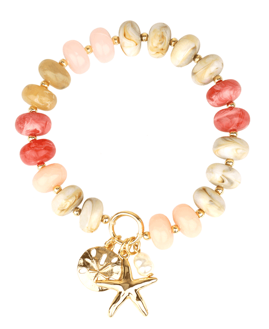 Marble Bead Sea Life Charms Bracelet