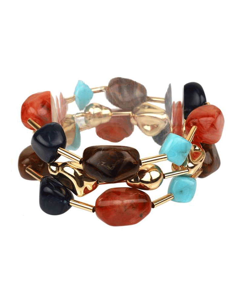 Multi Marble & CCB Elastic Bracelet