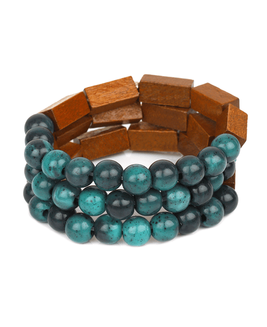 Marble & Wood Stackable Elastic Bracelet