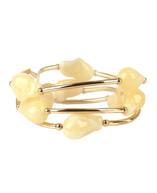 Marble Bead & Bar Elastic Bracelet