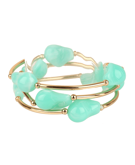 Marble Bead & Bar Elastic Bracelet