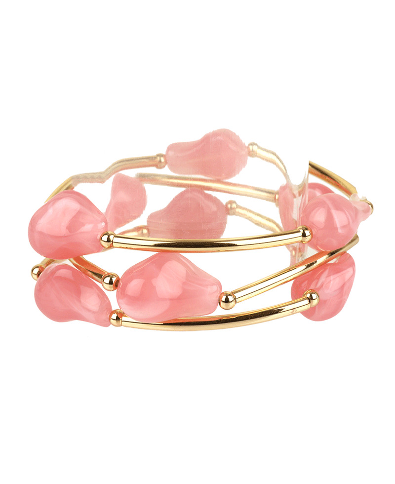 Marble Bead & Bar Elastic Bracelet