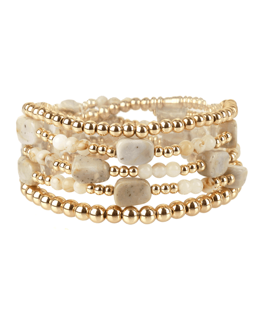 Marble Bead & CCB Multi Elastic Bracelet