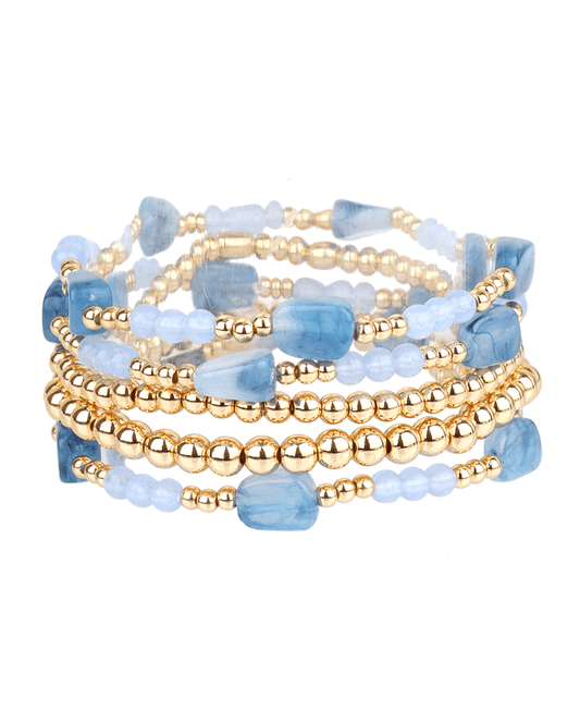 Marble Bead & CCB Multi Elastic Bracelet