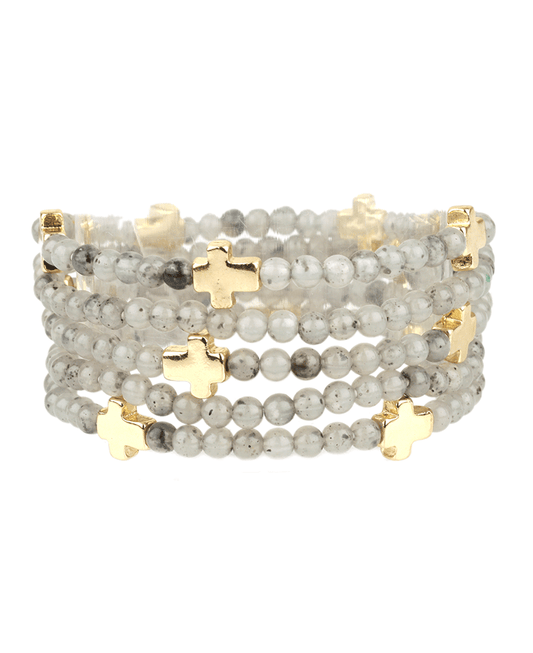 Multi Marble Bead w/ Cross Bracelet