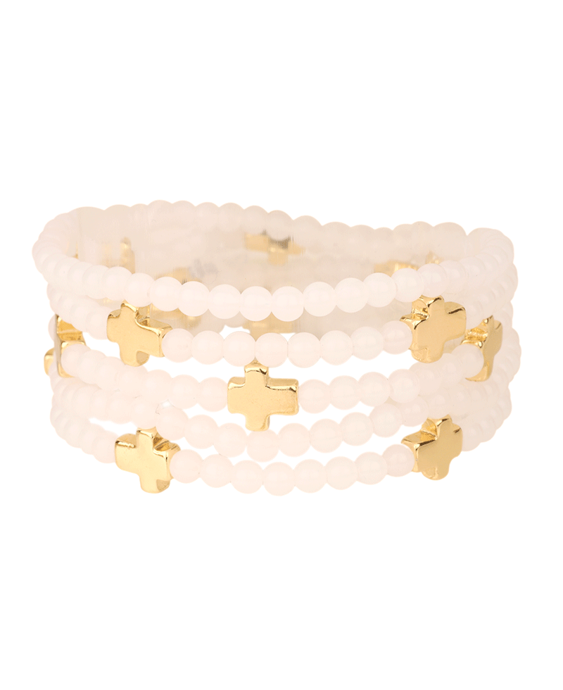Multi Marble Bead w/ Cross Bracelet