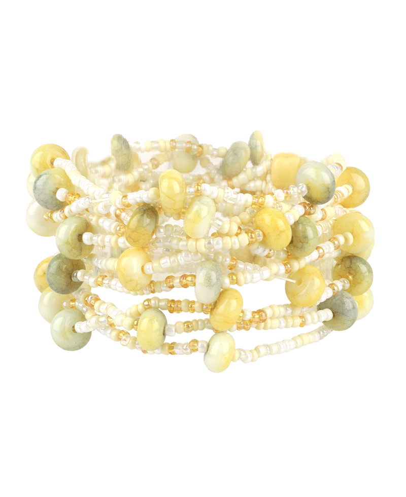 Marble & Seed Bead Multi Elastic Bracelet