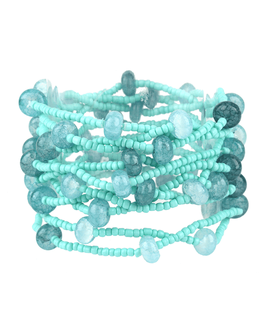 Marble & Seed Bead Multi Elastic Bracelet