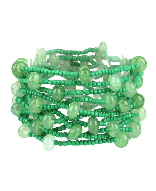 Marble & Seed Bead Multi Elastic Bracelet