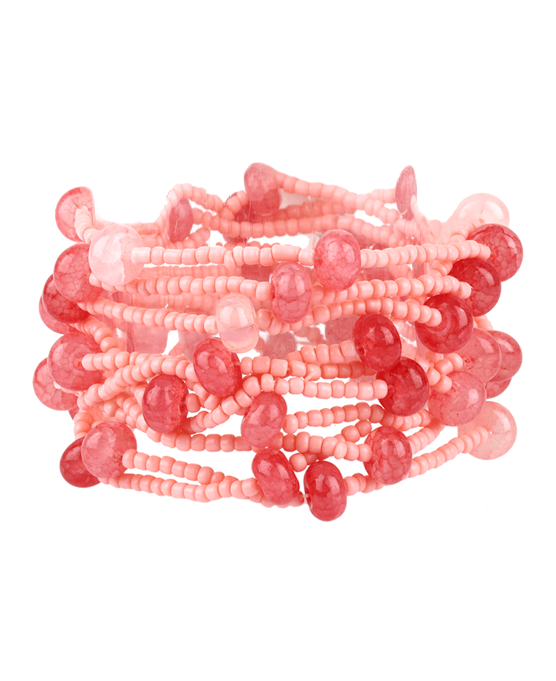 Marble & Seed Bead Multi Elastic Bracelet