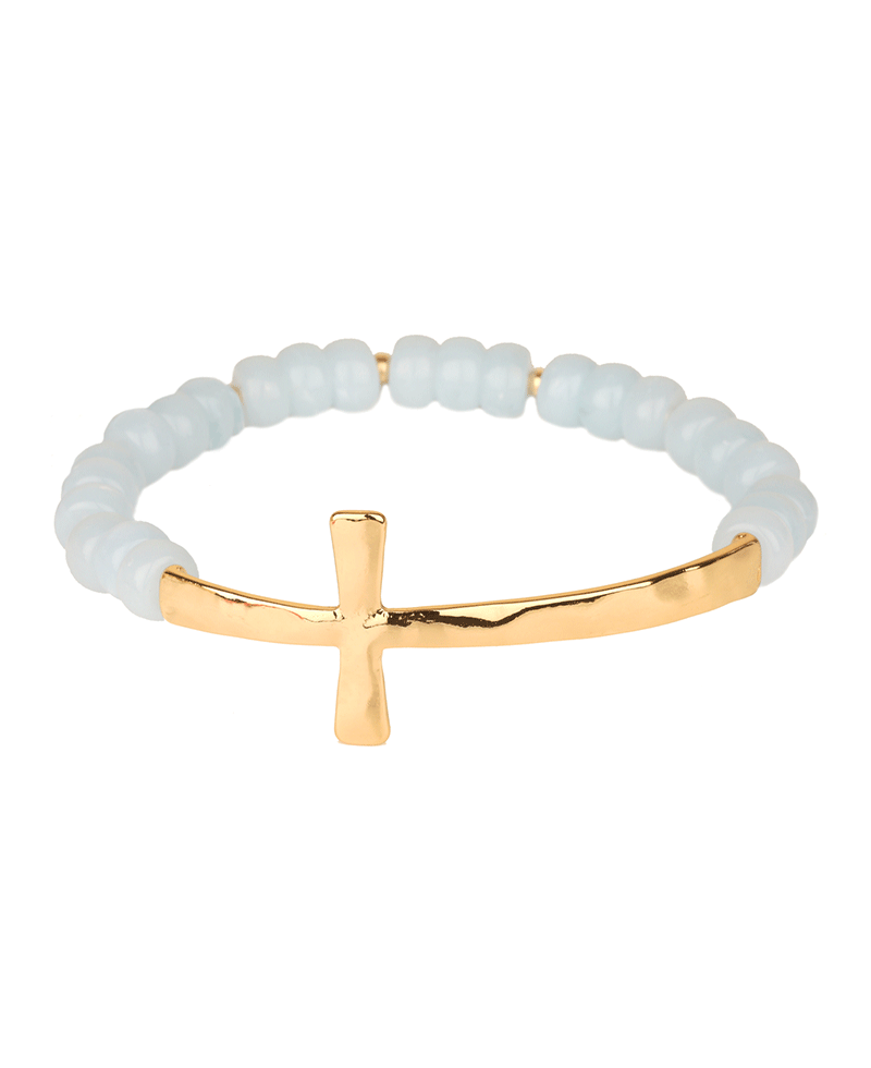 Metal Cross Marble Elastic Bracelet