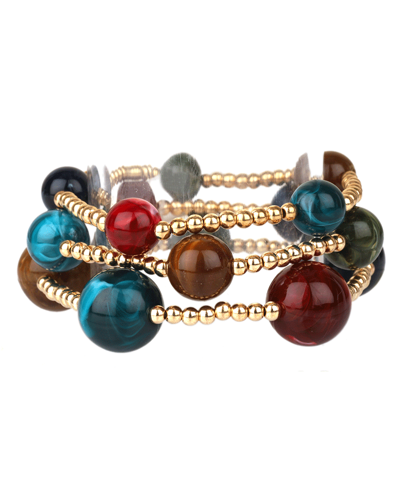 Mixed Marble & CCB Stackable Elastic Bracelet