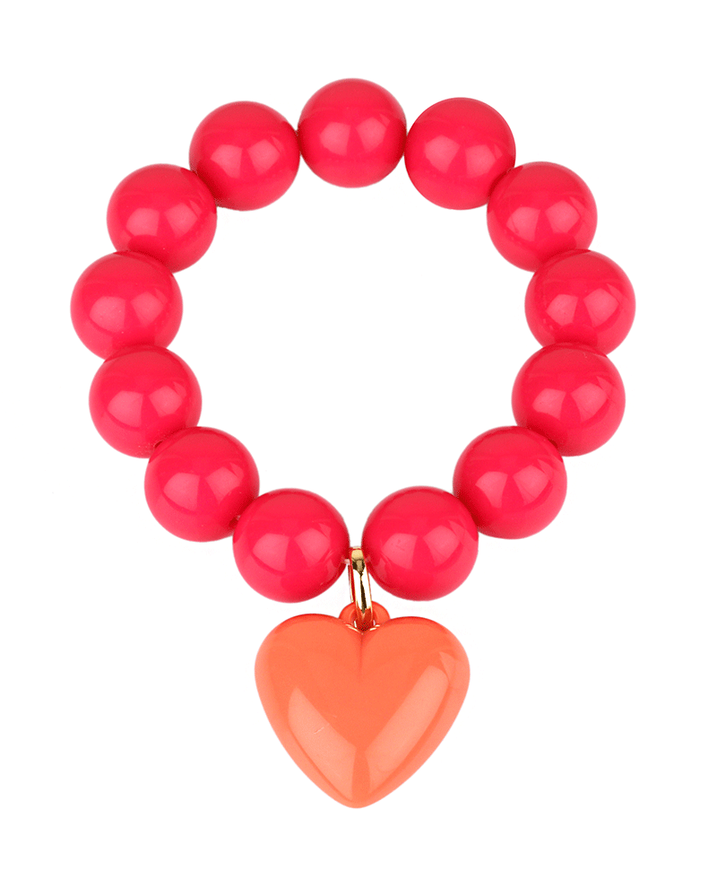 Heart Accent Bead Elastic Bracelet