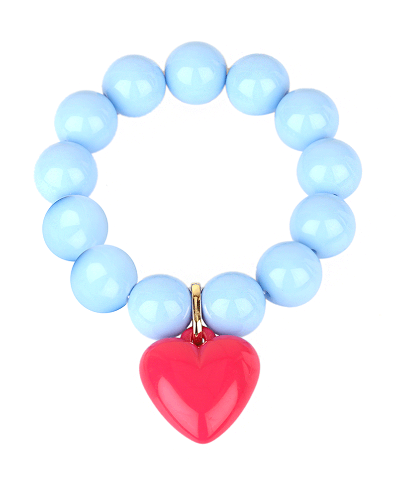 Heart Accent Bead Elastic Bracelet