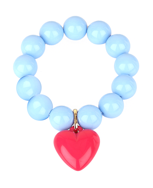 Heart Accent Bead Elastic Bracelet