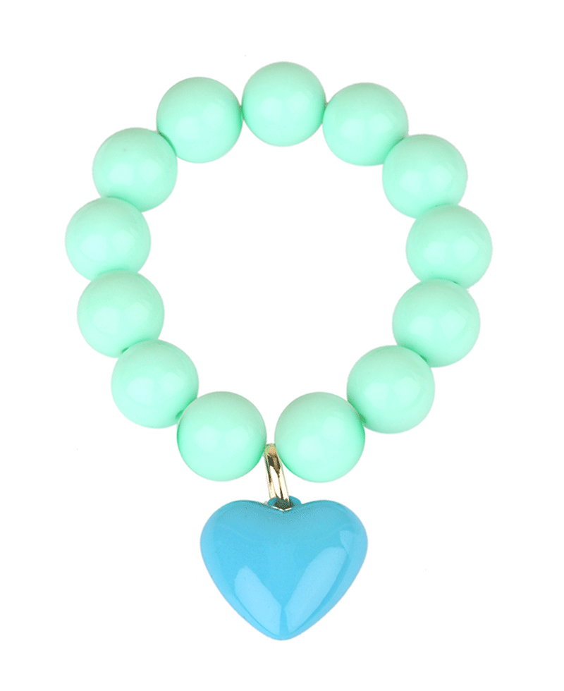 Heart Accent Bead Elastic Bracelet