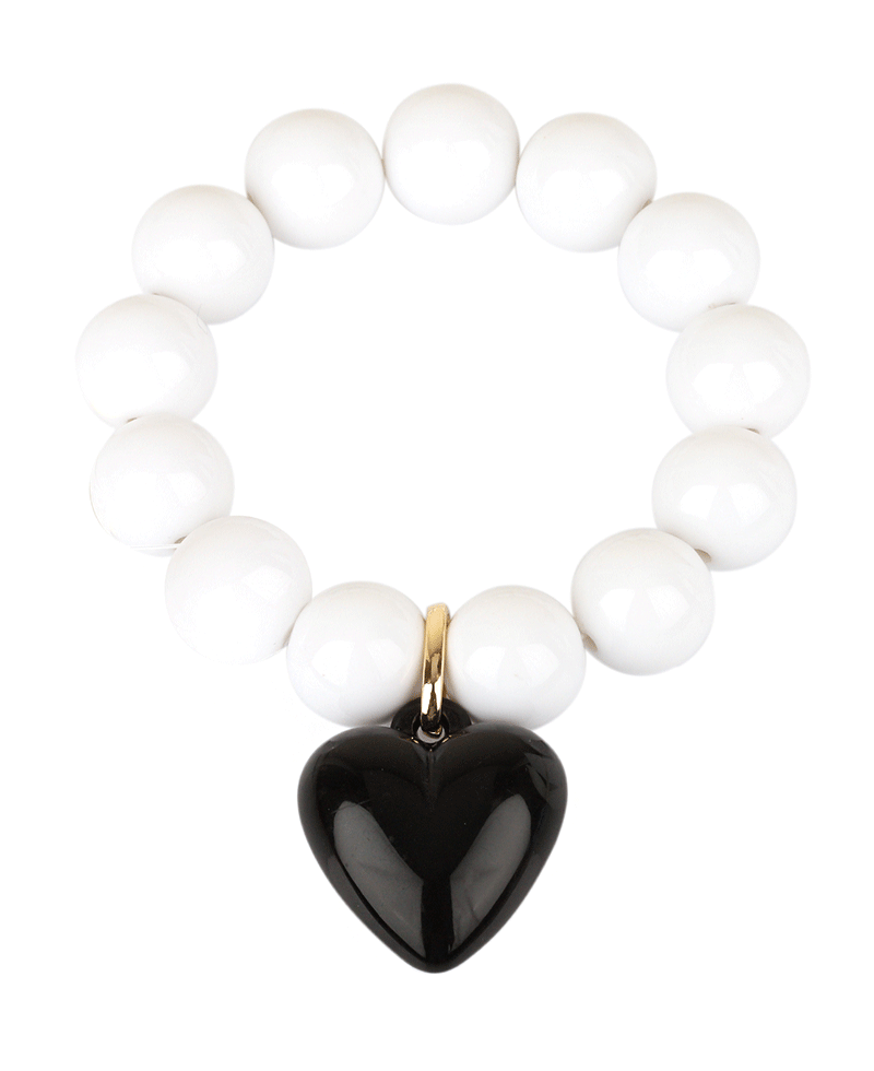 Heart Accent Bead Elastic Bracelet