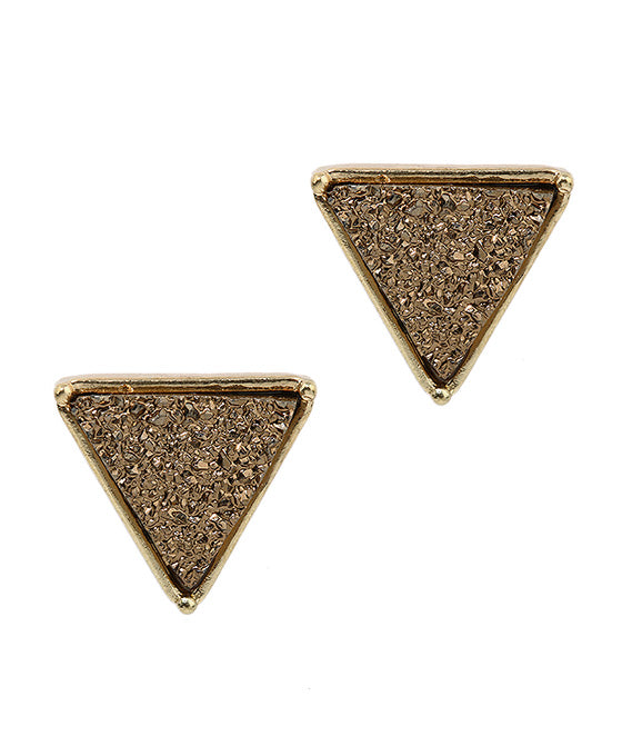 Druzy Triangle Post Earring
