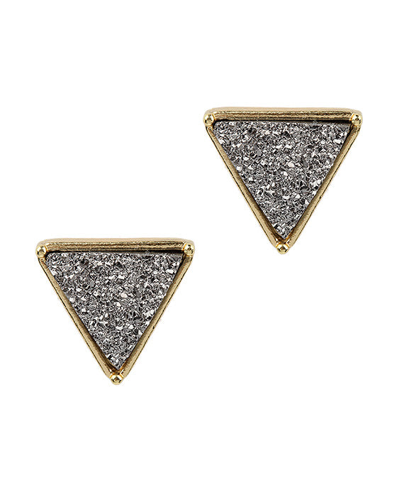 Druzy Triangle Post Earring
