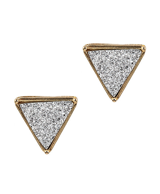 Druzy Triangle Post Earring