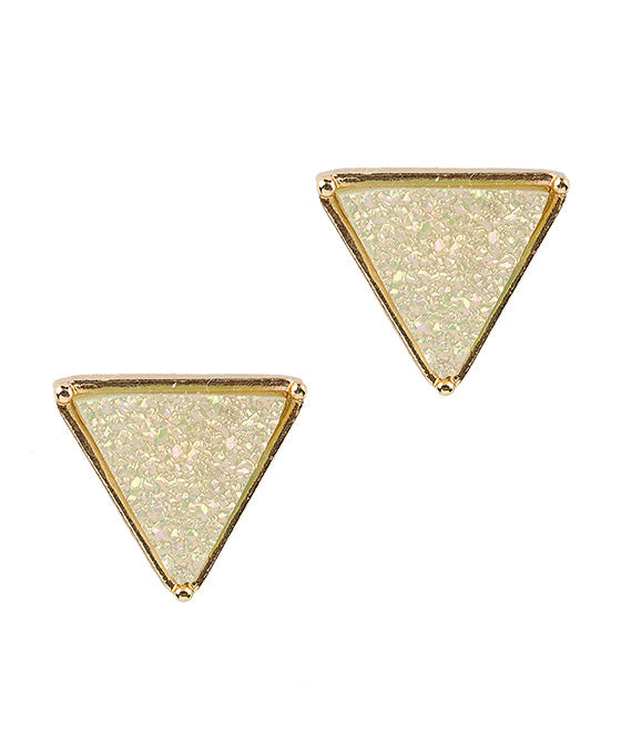 Druzy Triangle Post Earring
