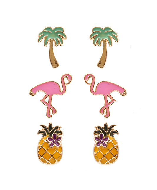 Metal 3 Pair Post Earring
