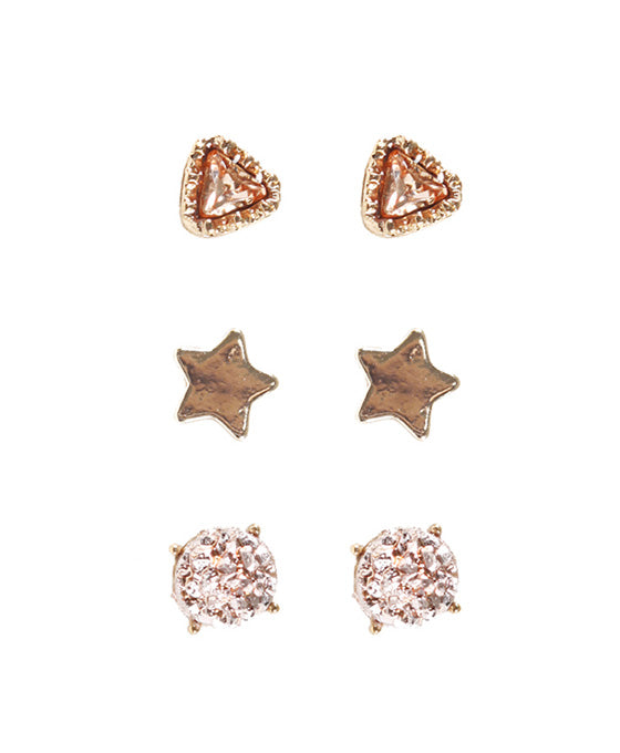 Metal Druzy 3 Pair Earring