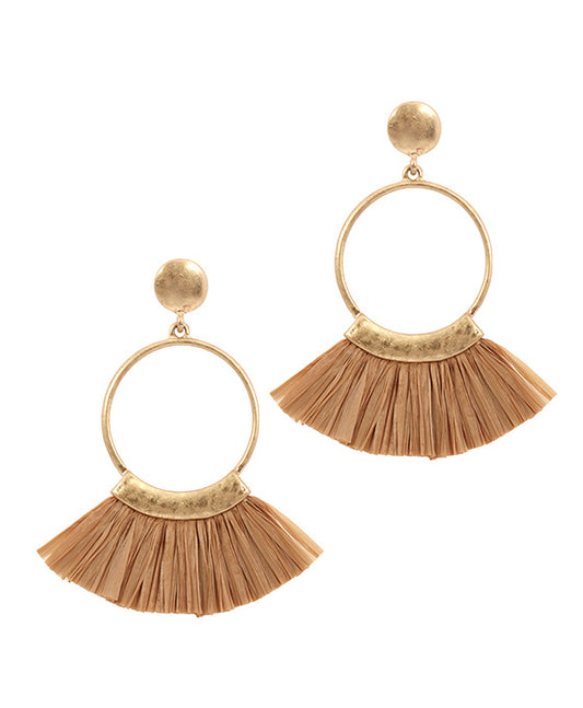 Metal Raffia Open Cut Post Earring