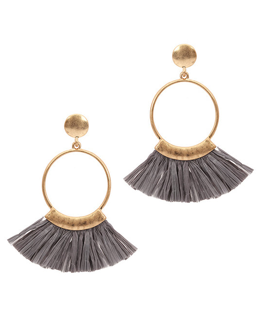 Metal Raffia Open Cut Post Earring