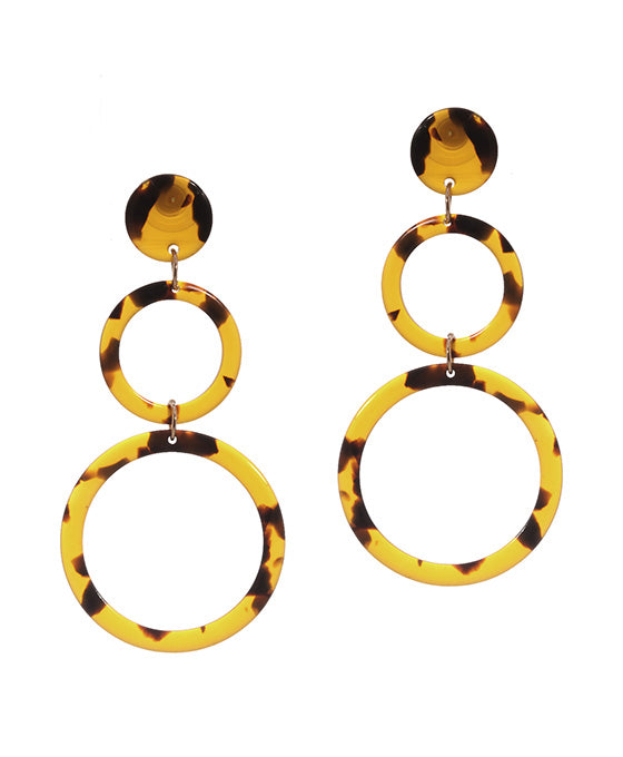 Celluloid Open Cut Round Post Earring