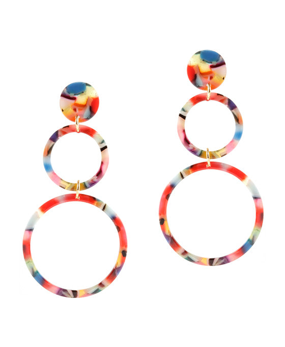 Celluloid Open Cut Round Post Earring