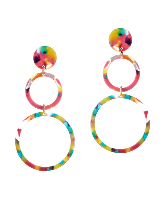 Celluloid Open Cut Round Post Earring