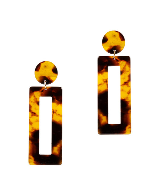 Celluloid Open Cut Rectangle Post Earring