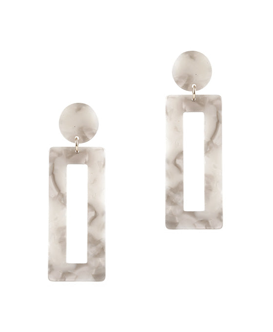 Celluloid Open Cut Rectangle Post Earring