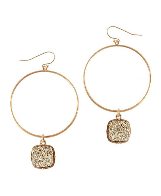 Metal Druzy Round Earring